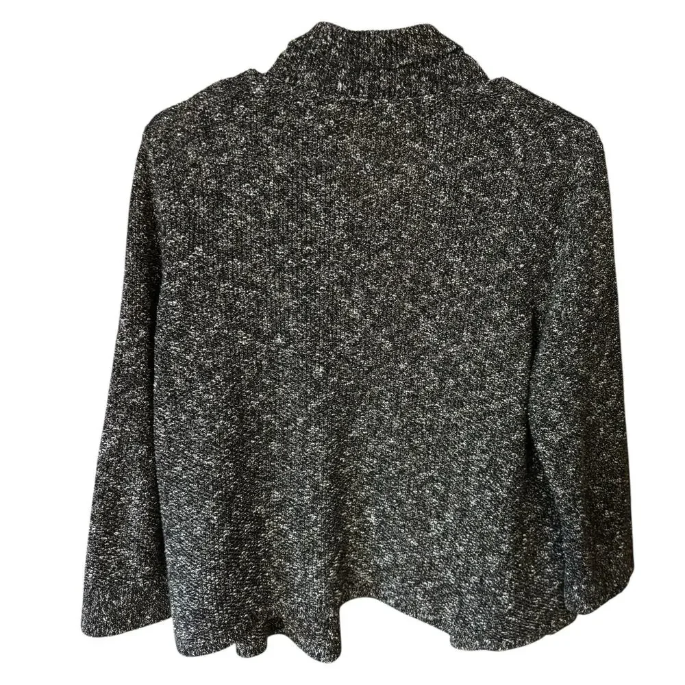 Eileen Fisher Organic Linen Organic Cotton Open Front‎ Cardigan Sm Black Marled